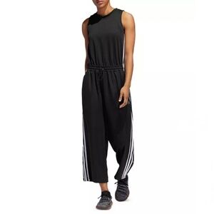 ADIDAS Women`s Cropped Leg Snap Black Pant Romper Jumpsuit